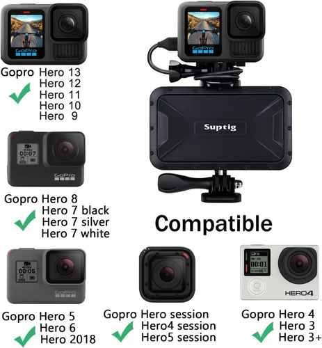Vista 2 de Suptig Cargador Portátil, Paquete de Batería de 7800mAh, Banco de Energía, Compatible con Gopro Hero 13 Hero 12 11 10 9 8 7 6 5 4 3 3+ Hero Session