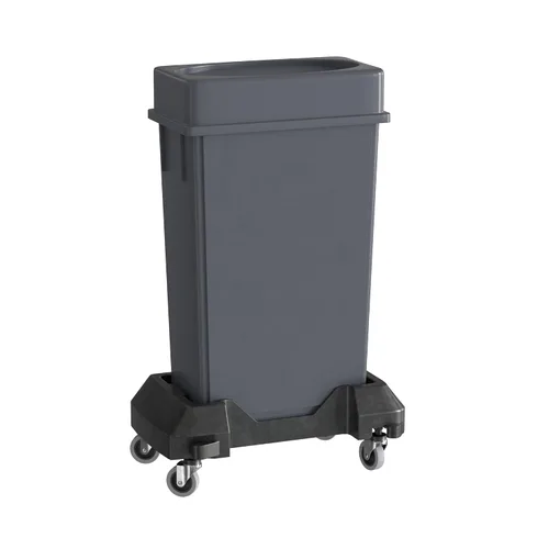 Vista 29 de Bote de basura Slim Jim negro de 23 galones con carrito