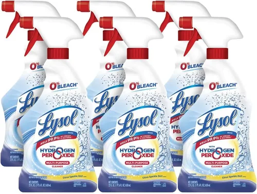 Vista 2 de Lysol - Limpiador multiusos con peróxido de hidrógeno, cáscara de chispa cítrica, 32 onzas líquidas (paquete de 2) - Con 1 limpiador automático