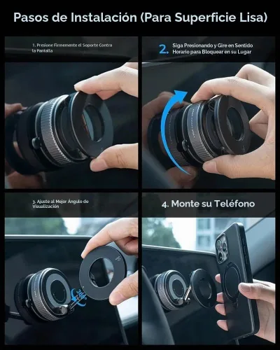 Vista 9 de Soporte magnético para teléfono de automóvil de absorción al vacío, adecuado para teléfonos iPhone y Android, soporte de ventosa ajustable de 360°
