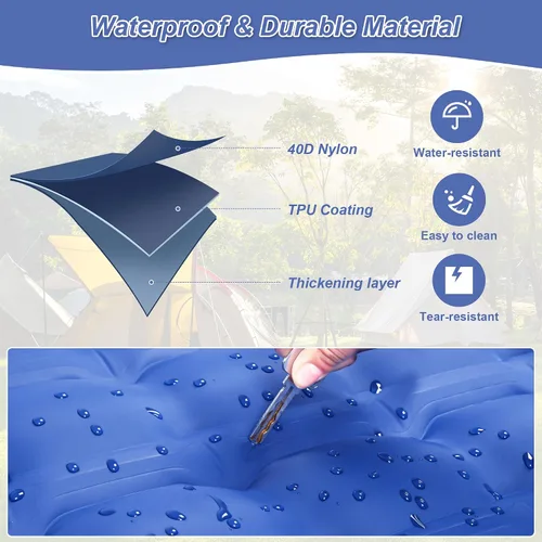 Vista 4 de KASIMO Colchoneta de dormir doble para acampar, 5 pulgadas, ultra gruesa, 4.6x6.6 ft para 2 personas con almohada incorporada, inflable