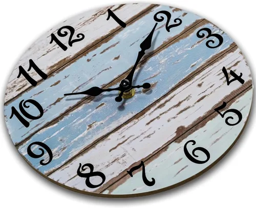 Vista 2 de 8 Inch Silent Wall Clock, Battery Operated, Blue White A-blue White