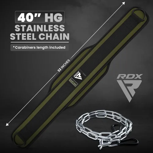 Vista 3 de RDX Cinturón de inmersión para levantamiento de pesas, cadena de acero ajustable de 36 pulgadas, cinturón de inmersión, entrenamiento de gimnasio