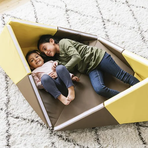 Vista 10 de ECR4Kids SoftZone - Tapete de juego para campamento, canoa y secadora, tapete de juego para niños, color chocolate/amarillo