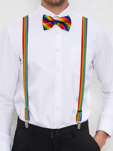 Vista 62 de habibee Color sólido para hombre en forma de Y con clips fuertes tirantes ajustables