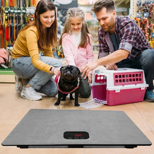 Vista 5 de Báscula digital para mascotas para perros, 25.6 x 17.7 pulgadas, máximo 220 libras, plataforma de báscula de animales, 3 modos de pesaje, kg, oz