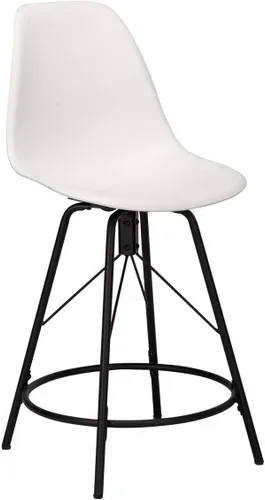 Vista 7 de Awonde Taburetes de bar giratorios de 26 pulgadas con respaldo, juego de 4 taburetes de altura de mostrador de plástico blanco, sillas de bar