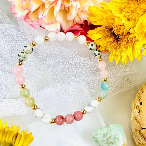 Vista 3 de Pulsera de cuentas de cristal del zodiaco de cáncer, regalo de cáncer, pulsera de piedra natal de junio y julio, regalos de joyería del zodiaco