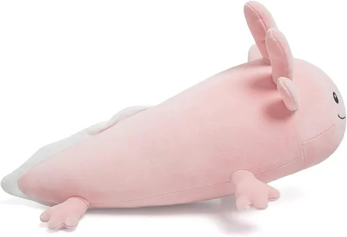 Vista 8 de Niuniu Daddy Peluche de ajolote rosa de 20 pulgadas, luminoso, realista, lindo peluche para niñas y niños, regalos de cumpleaños que brillan
