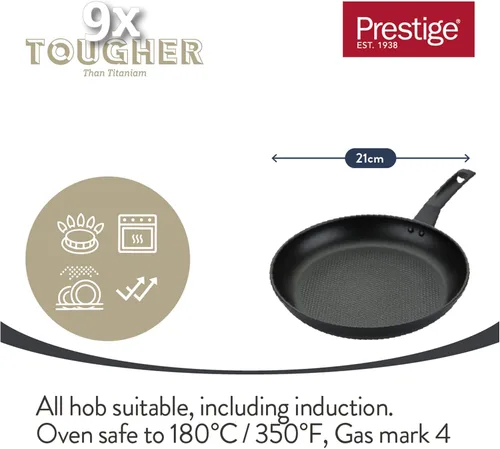 Vista 6 de PRESTIGE 9 sartenes antiadherentes más resistentes de 8.3 in, adecuadas como sartén de inducción con hoyuelos superiores antiadherentes, asas
