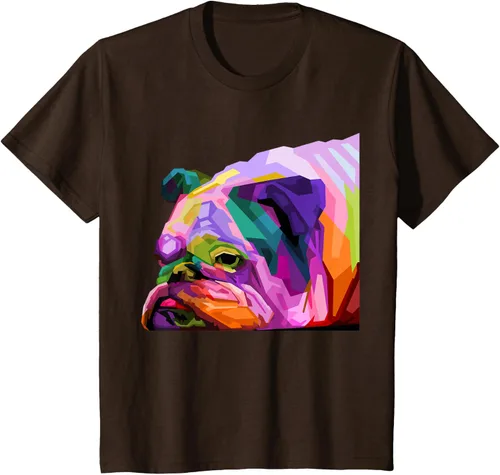 Vista 37 de Camiseta de retrato pop artístico de bulldog británico inglés para dueños de perros, Negro, S
