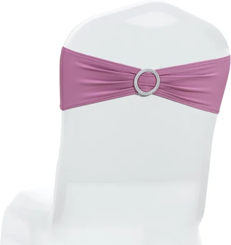 Vista 45 de MDS® Paquete de 10 bandas de elastano para silla con hebilla deslizante para decoración de bodas y eventos, bandas elásticas reutilizables