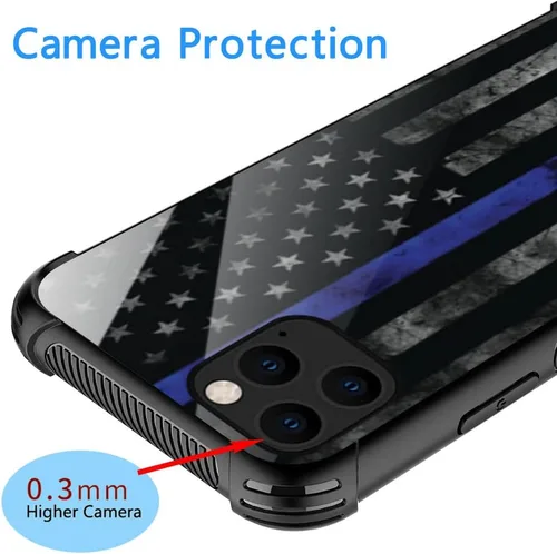 Vista 2 de DJSOK Funda para iPhone 11, Fundas para iPhone 11 con diseño de bandera de la policía estadounidense para hombres y mujeres, Funda trasera