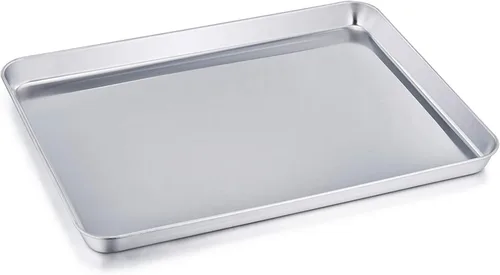 Vista 8 de TeamFar Bandeja para horno tostador, bandeja de horno tostador de acero inoxidable, bandeja de cuarto de hoja, 12.4 x 9.7 x 1 pulgadas, no tóxica