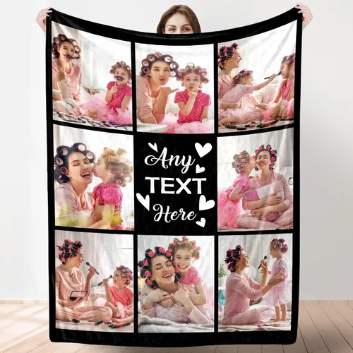 Vista 23 de Artsadd Manta personalizada con collage de texto fotográfico, manta de fotos personalizada para hombres, mujeres, él o ella, manta personalizada