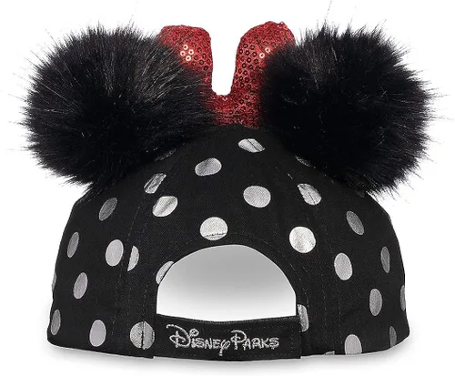 Vista 2 de Disney Minnie Mouse - Gorra de béisbol con pompones y lazo negro Negro