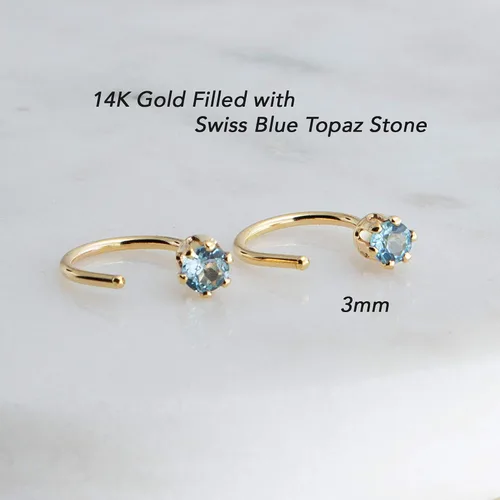 Vista 51 de Half Huggie Birthstone Gold Hoop Earrings for Women Tiny Cartilage Stud Piercing Earring Hypoallergenic Earring Screw Back Dainty Hug