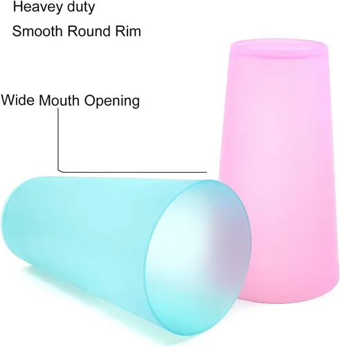 Vista 4 de KOXIN-KARLU Vasos de plástico irrompibles de 32 onzas para bebidas estilo restaurante, vasos de té helado, juego de 8 colores costeros
