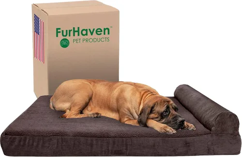 Vista 50 de Furhaven Cama de espuma viscoelástica para perros grandes con refuerzos extraíbles y funda lavable, para perros de hasta 95 libras - Sofá de Gris