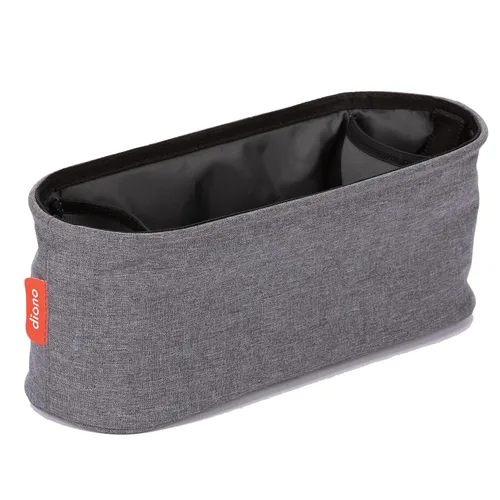 Vista 12 de Organizador universal para cochecito Diono Buggy Buddy XL con portavasos, sujeción segura, bolsillos con cremallera, seguro y protegido, gris