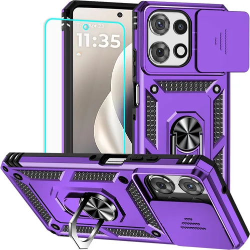 Vista 21 de HNHYGETE Funda para Moto G Power 5G 2024 con protector de pantalla: [grado militar de 20 pies a prueba de caídas] Funda protectora a prueba