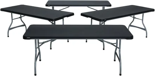 Vista 2 de Lifetime 4 mesas anidadas de 6 pies con 24 sillas plegables - Negro