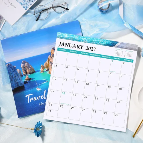 Vista 6 de Calendario de pared 2026, 12 meses de enero de 2026 a diciembre de 2026, cuadrado mensual, 12 x 24 pulgadas (abierto), con papel grueso