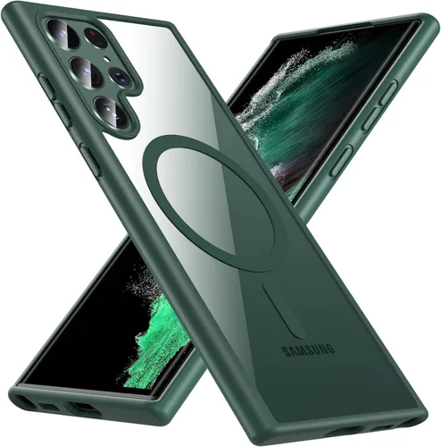Vista 21 de Hensinple Funda Magnética para Samsung Galaxy S22, Funda para Teléfono Galaxy S22 [Compatible con MagSafe], Cubierta Magnética Transparente