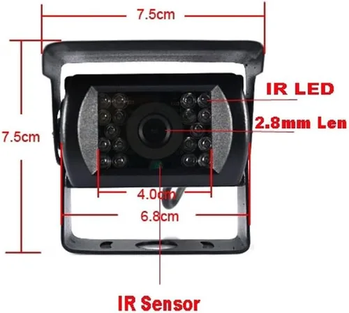 Vista 4 de Remolque de autobús CCD impermeable de 4 pines, 18 LED, visión nocturna, visión trasera, cámara de respaldo inversa para autobús, camión