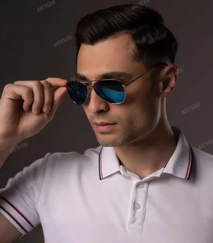 Vista 3 de AIEYEZO Gafas de sol polarizadas clásicas de aviador para hombres y mujeres, bisagra de resorte, marco de metal, protección UV400