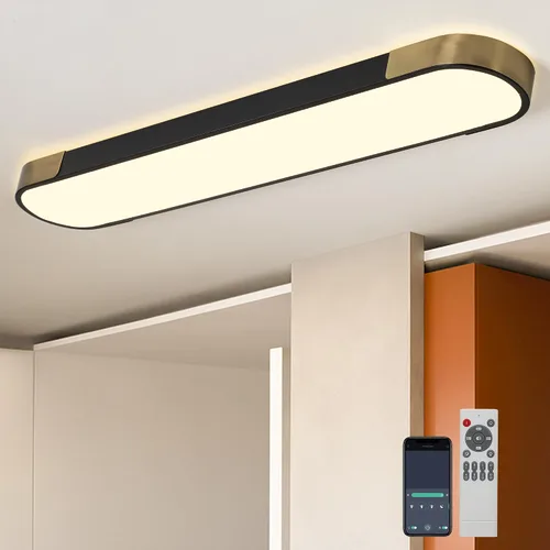 Vista 14 de Qcyuui Luces LED de Techo Regulables 46.4'' Accesorios de Iluminación para Cocina de Techo Negro Empotrado con Control Remoto Luz de Techo Lineal