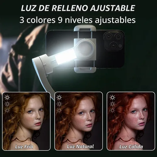 Vista 6 de Estabilizador de cardán de teléfono de 3 ejes con luz de llenado