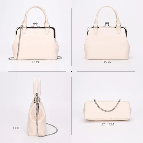 Vista 4 de GM LIKKIE Kiss Lock - Monederos y bolsos, bolsos de mano de piel sintética vintage para mujer, bolso de noche con asa superior