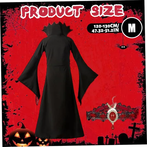 Vista 3 de Disfraz de vampiro para niños, disfraz de vampiro para niñas, gótico real