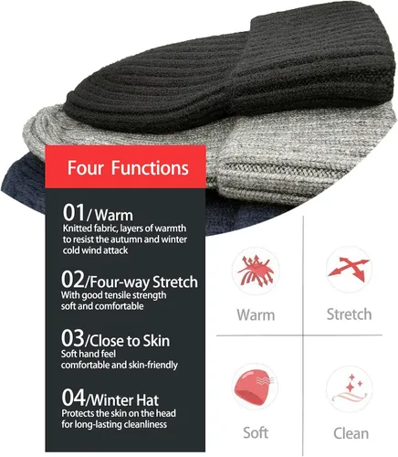 Vista 10 de Gorro de invierno para hombre y mujer, gorro de lana de punto para actividades al aire libre y uso diario