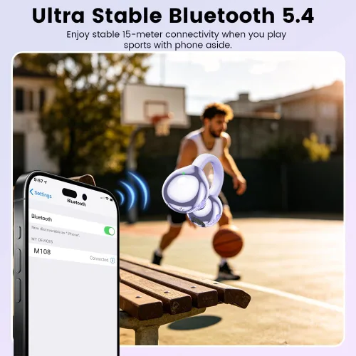 Vista 5 de Auriculares abiertos con clip para la oreja, auriculares inalámbricos Bluetooth 5.4 Los auriculares sobre la oreja con micrófono integrado