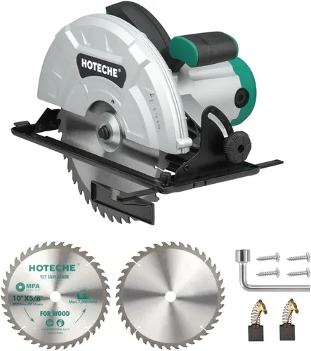 Vista 10 de Hoteche Mini sierra circular de 3-3/8 pulgadas, sierra circular eléctrica compacta de 500 W con 2 cuchillas para madera, azulejos y metal blando