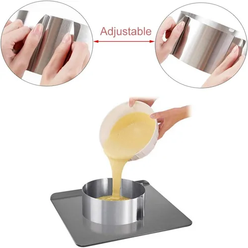 Vista 3 de Molde ajustable para pastel y collar de mousse, molde redondo resistente de 6 a 12 pulgadas para pastel de ratón, molde para pastel de ratón, anillo
