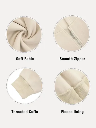 Vista 4 de Sudaderas con capucha para mujer, con cremallera, de gran tamaño, chaquetas de otoño con bolsillos