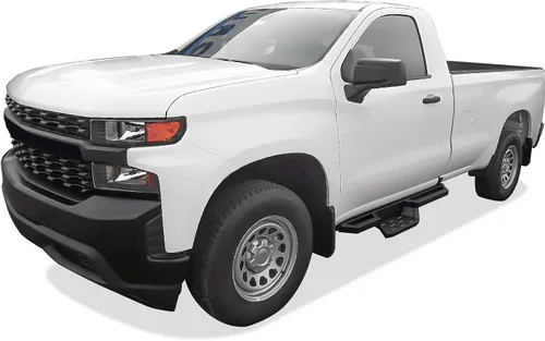 Vista 2 de Barras laterales con pasos de bolsillo de acero inoxidable APS Compatibles con Chevy Silverado GMC Sierra 1500 2019-2026 Regular Cab & Silverado