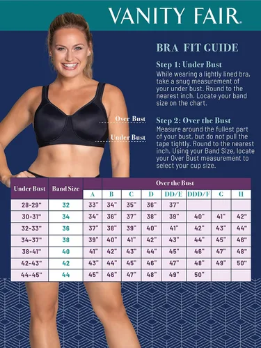 Vista 5 de Vanity Fair Women's Wireless Medium Impact Plus Size Padded Sports Bra (36C-44DDD)