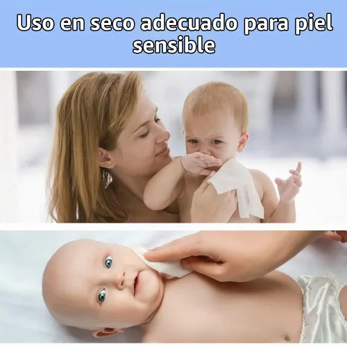 Vista 5 de Toallitas secas para bebé, hechas de 100% algodón, sin químicos, sin perfume, algodón ultra absorbente, pañuelos de uso húmedo y seco