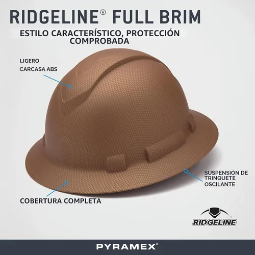 Vista 5 de Pyramex Ridgeline Full Brim Hard Hat, 4-Point Ratchet