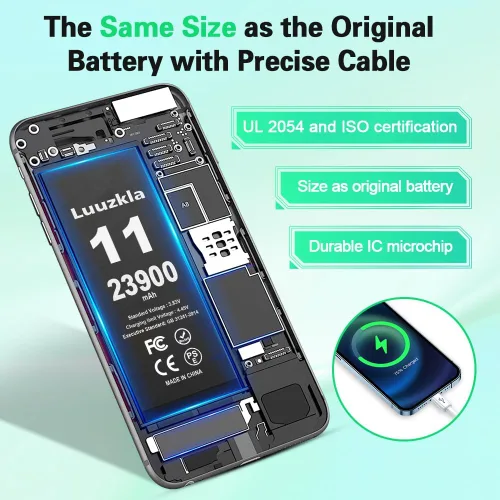 Vista 4 de Nueva batería de 23900 mAh compatible con iPhone 11, batería de repuesto de gran capacidad compatible con iPhone 11, con kits de herramientas