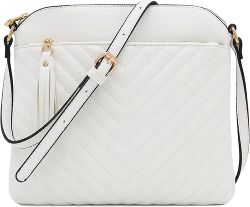 Vista 26 de Bolsa cruzada FashionPuzzle de tamaño medio con acolchado de espiga y borla Negro
