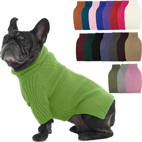 Vista 106 de IECOii Suéter de perro salchicha de cuello alto para perros pequeños, medianos y hembras, elástico y transpirable, abrigo de punto cálido, para Negro