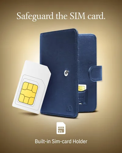 Vista 4 de Funda para pasaporte con bloqueo RFID, funda de cuero hecha a mano para pasaporte, organizador de documentos de viaje para hombres y mujeres, Azul