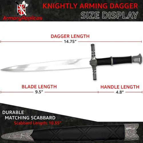 Vista 4 de Armory Replicas - Clashing Claws - Daga armada de inspiración medieval - Disfraz de caballero de acero inoxidable para cosplay con vaina dura