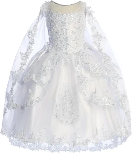 Vista 6 de Virgen María Bordado Bebé Niño Niña Iglesia Bautizo Vestido Blanco