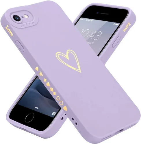 Vista 9 de Teageo - Funda bonita para iPhone SE 2022, SE 2020, iPhone 7, iPhone 8, beige For Women Girls, Luxury Heart Phone Case